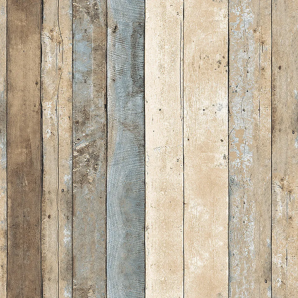 Mineheart Wallpaper Rustic Wood Panel Tapete Beige Cream Holzoptik