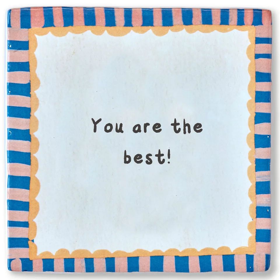 Storytiles Delft blue Bunte Umrahmung Fliese 10x10 cm mit Text