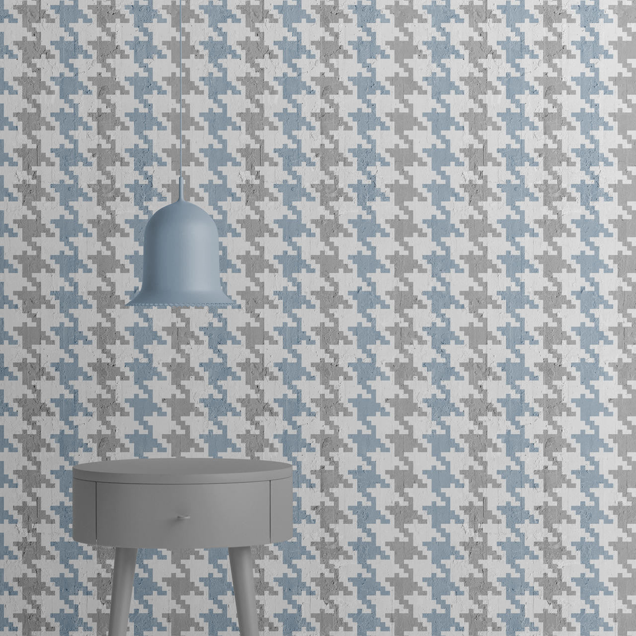 Mineheart Pied De Poule Tapete Navy Grau Hahnentritt 52cm