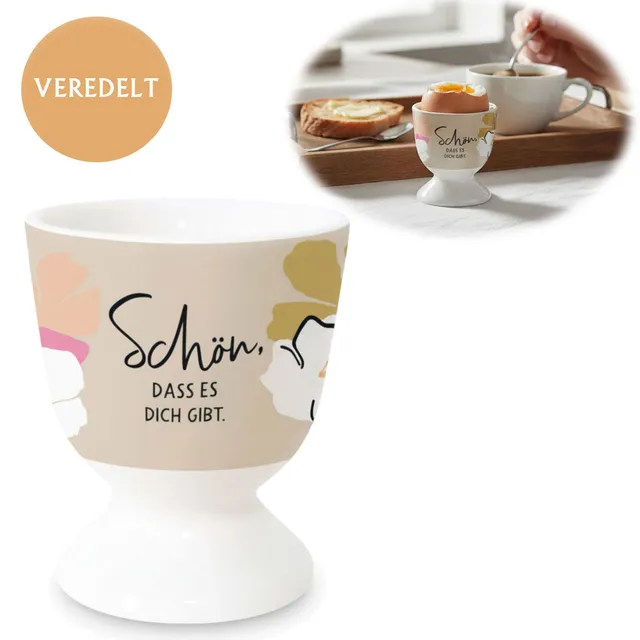 LS-LebenStil Küche & Haushalt Spruch Eierbecher Porzellan Gold 6cm