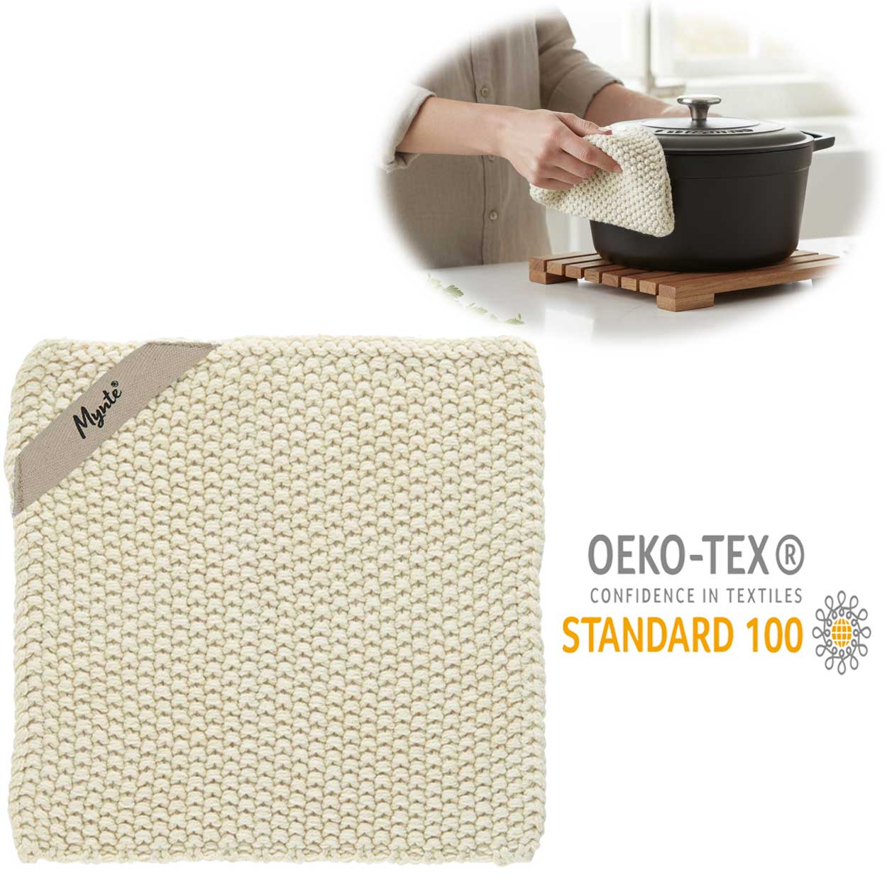 LS-LebenStil Mynte Topflappen Latte Cream 22cm Baumwolle