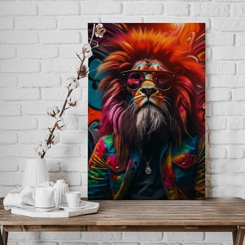Hustling Sharks Wandbilder Lion Rasta Wandbild 30x45 cm Löwe