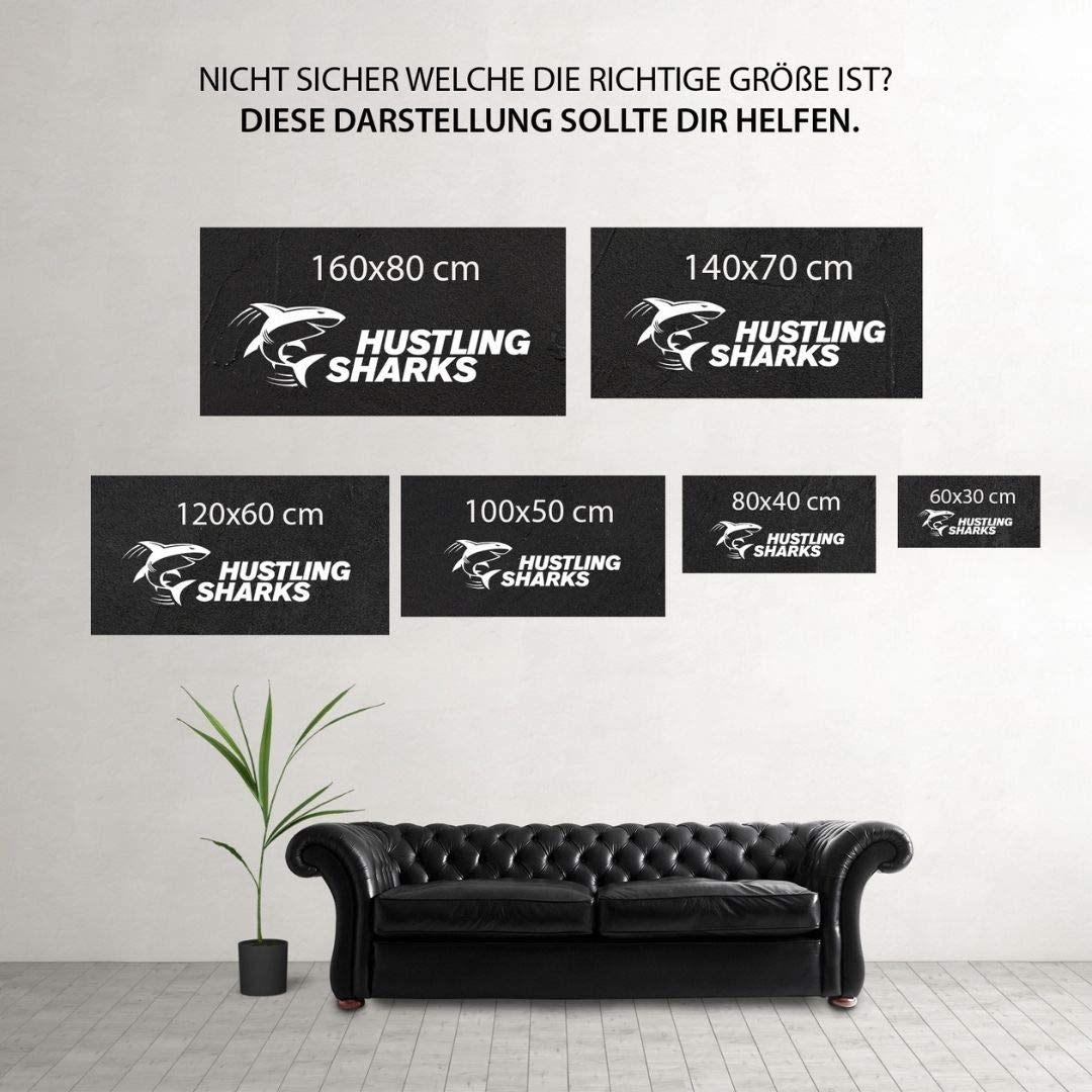 Hustling Sharks Make More Money Leinwandbild 60x30cm Büro