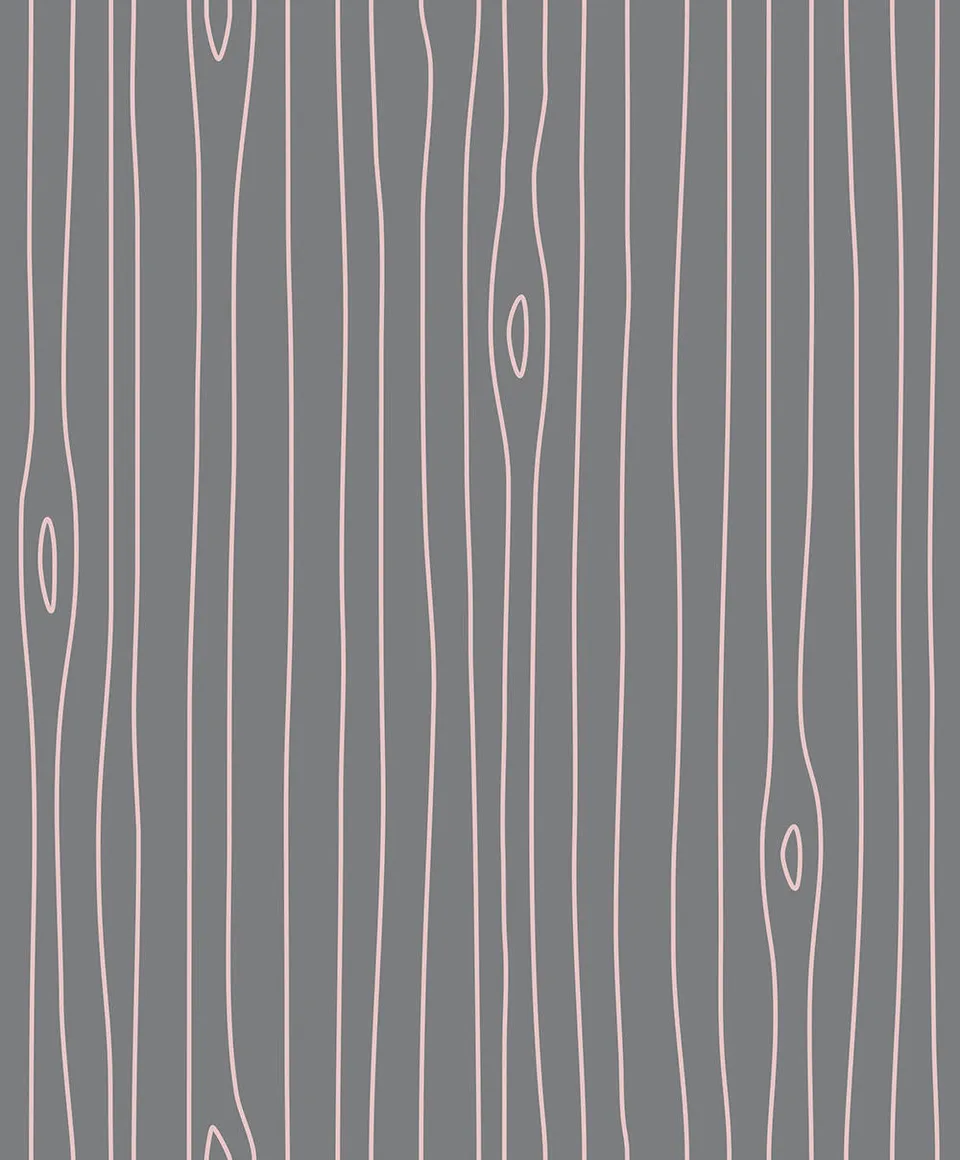 Mineheart Wallpaper Grey Pink Woodgrain Outline Tapete Pastell
