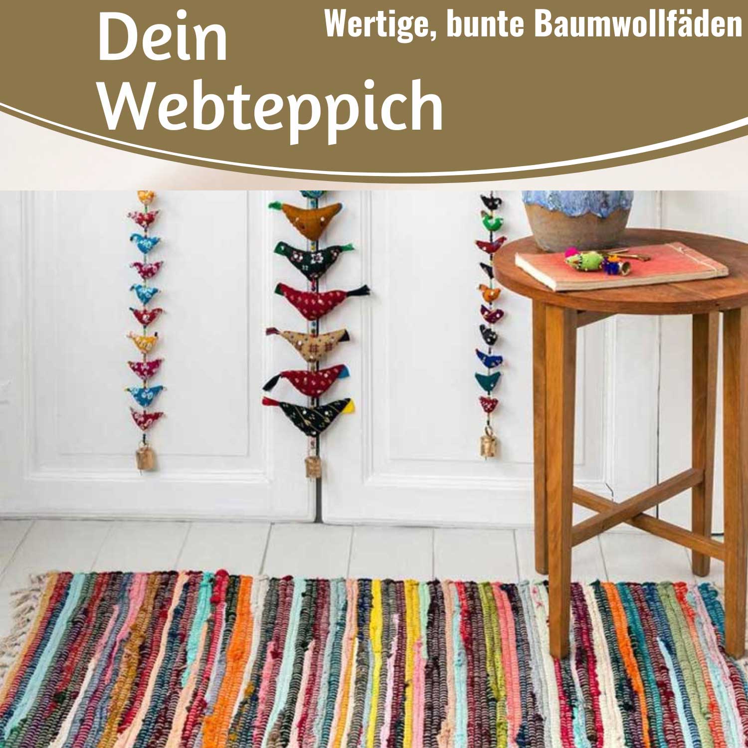 LS-LebenStil Dehli Fleckerlteppich 90x60cm Bunt Baumwolle Boho