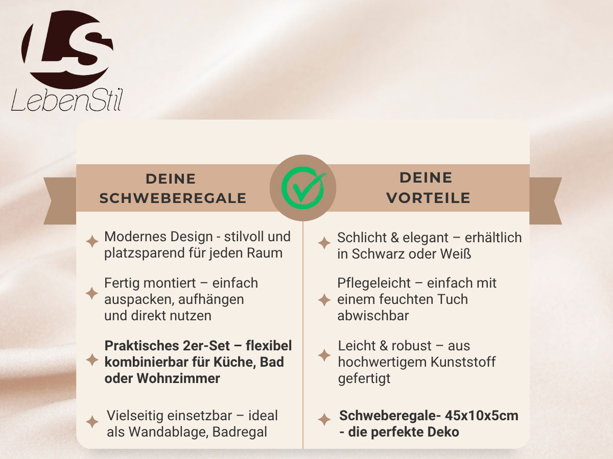 LS-LebenStil Küche & Haushalt Freja Wandregal weiß 45cm 2er Set