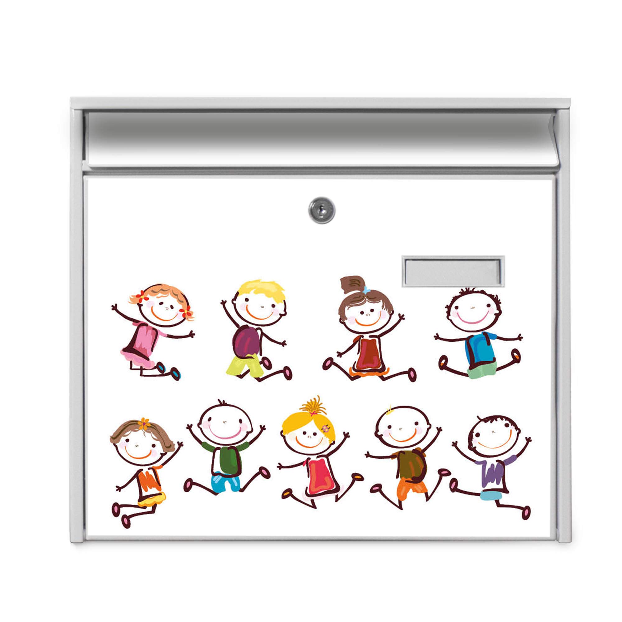 Banjado Briefkasten Happy Kids Weiß Stahl 32x36cm A4-Einwurf