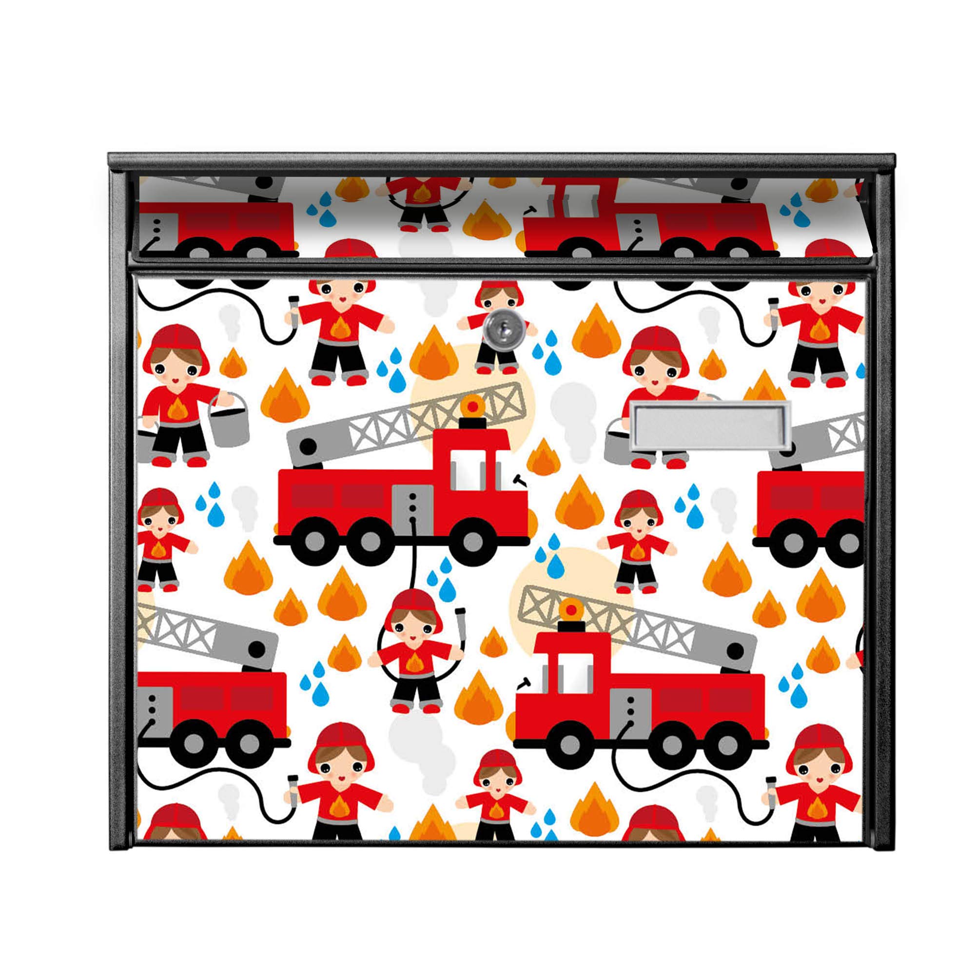 Banjado Briefkasten Feuerwehr Briefkasten Schwarz A4 32x36 cm