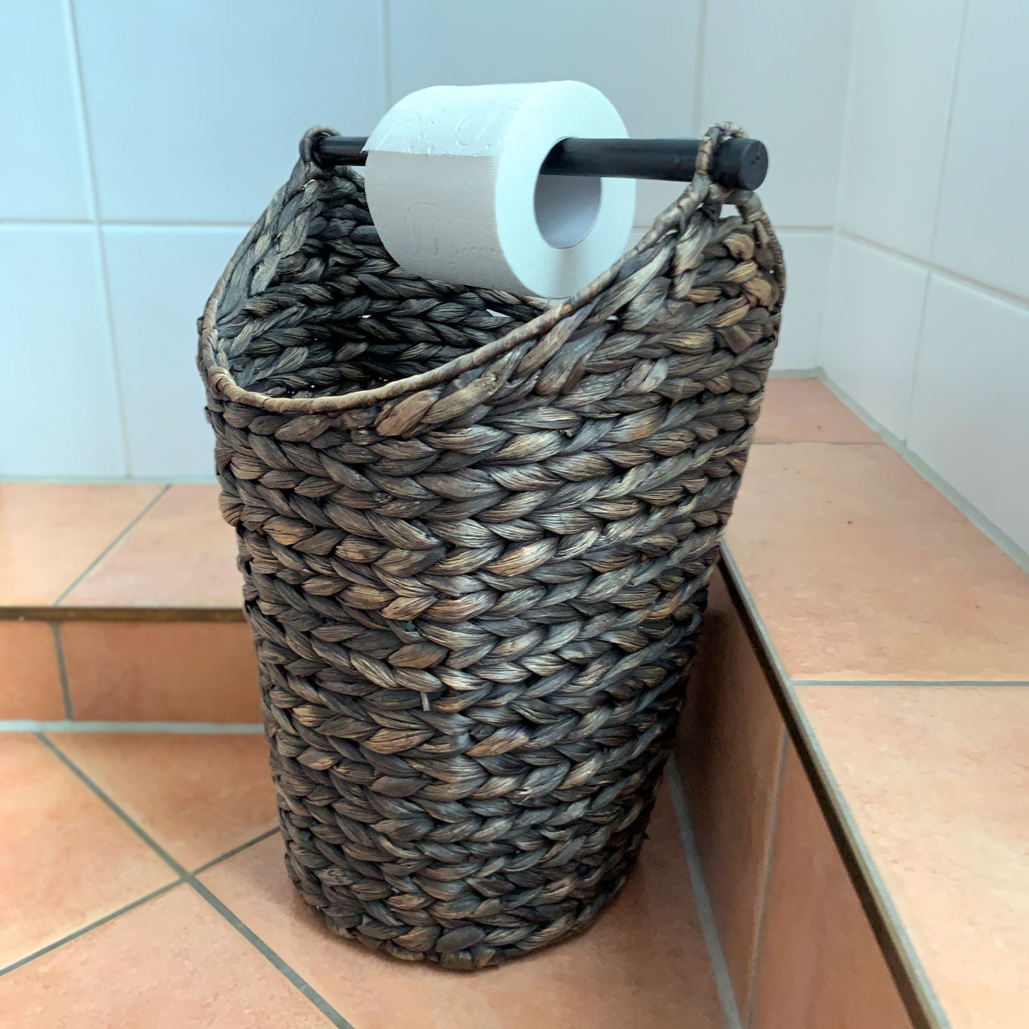 LS-LebenStil Toilettenpapier-Ständer 40cm Rattan Grau Korb