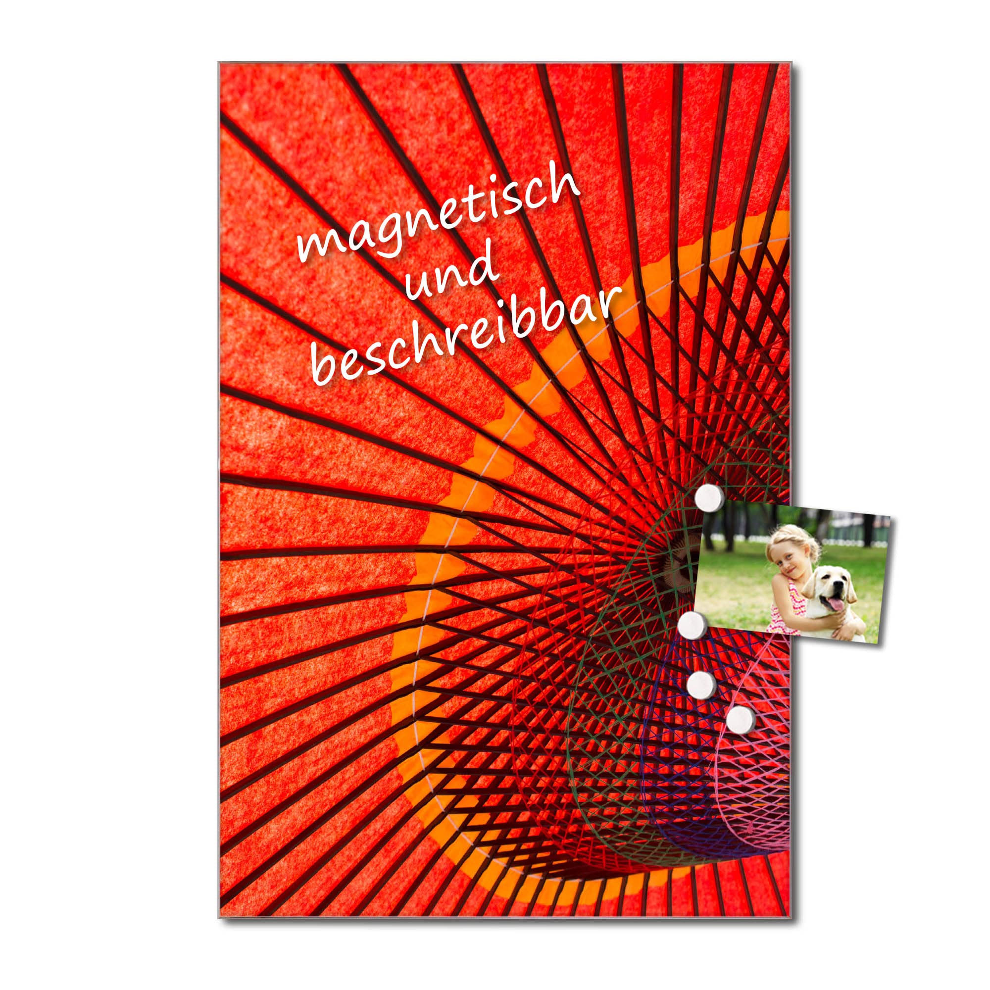 Banjado Magnettafel Glas 40x60cm Magnetwand Roter Schirm Abstrakt