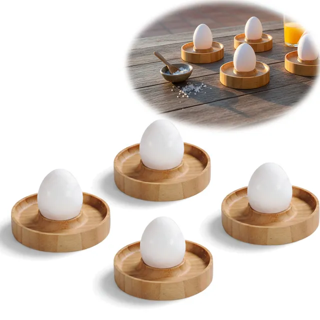 LS-LebenStil Küche & Haushalt Holz Eierbecher 4er Set Bambus Natur