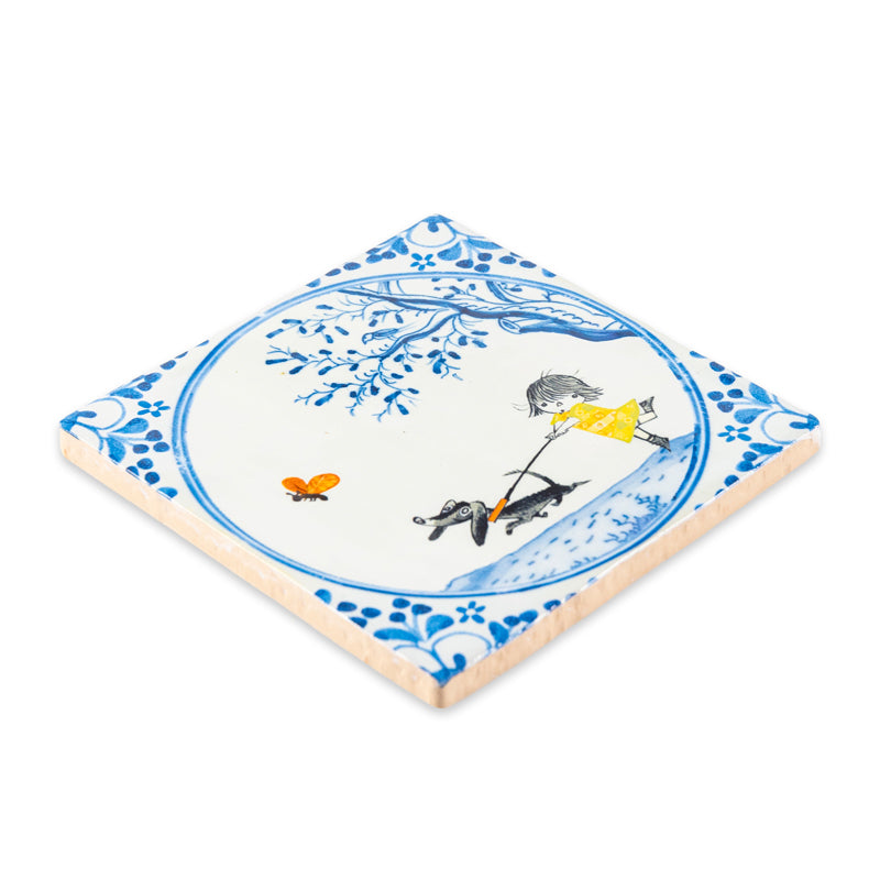Storytiles Delft Blue Beste vriendjes Fliese S 10x10 cm Hund