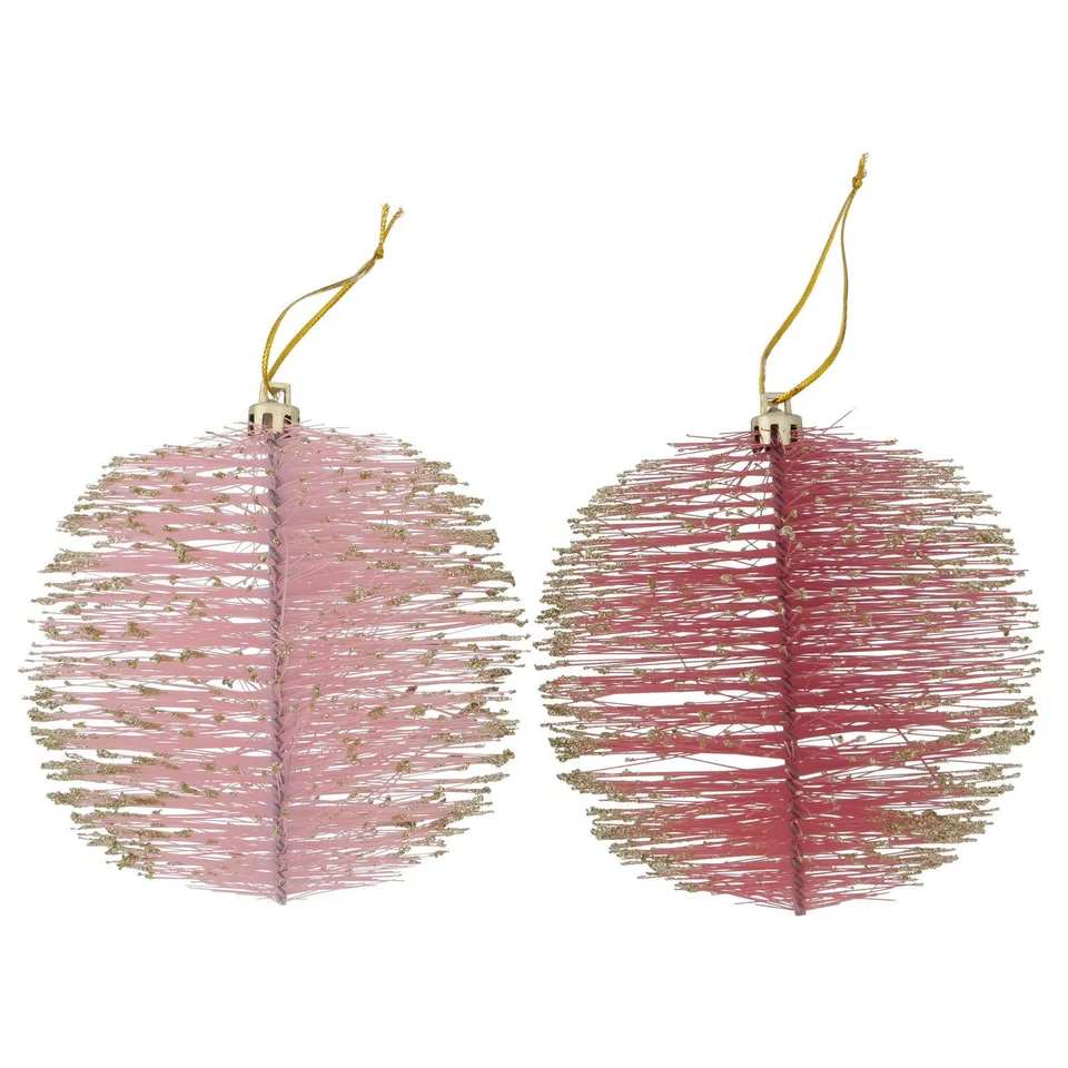 LS-LebenStil Deko-Kugel Rosa Gold 11cm 2er Set Christbaumschmuck