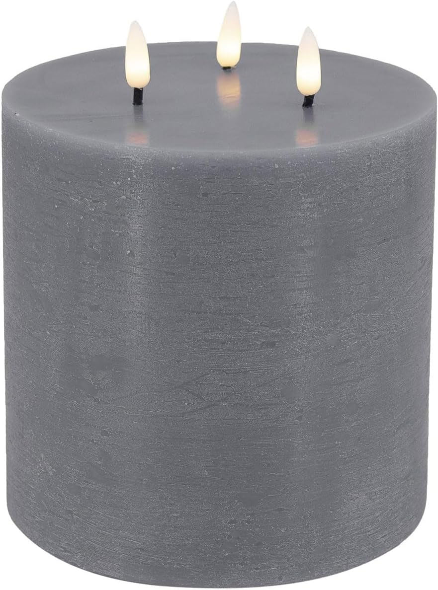 LS-LebenStil Möbel & Wohnen Ribe LED Kerze grau 15x15cm 3-Docht