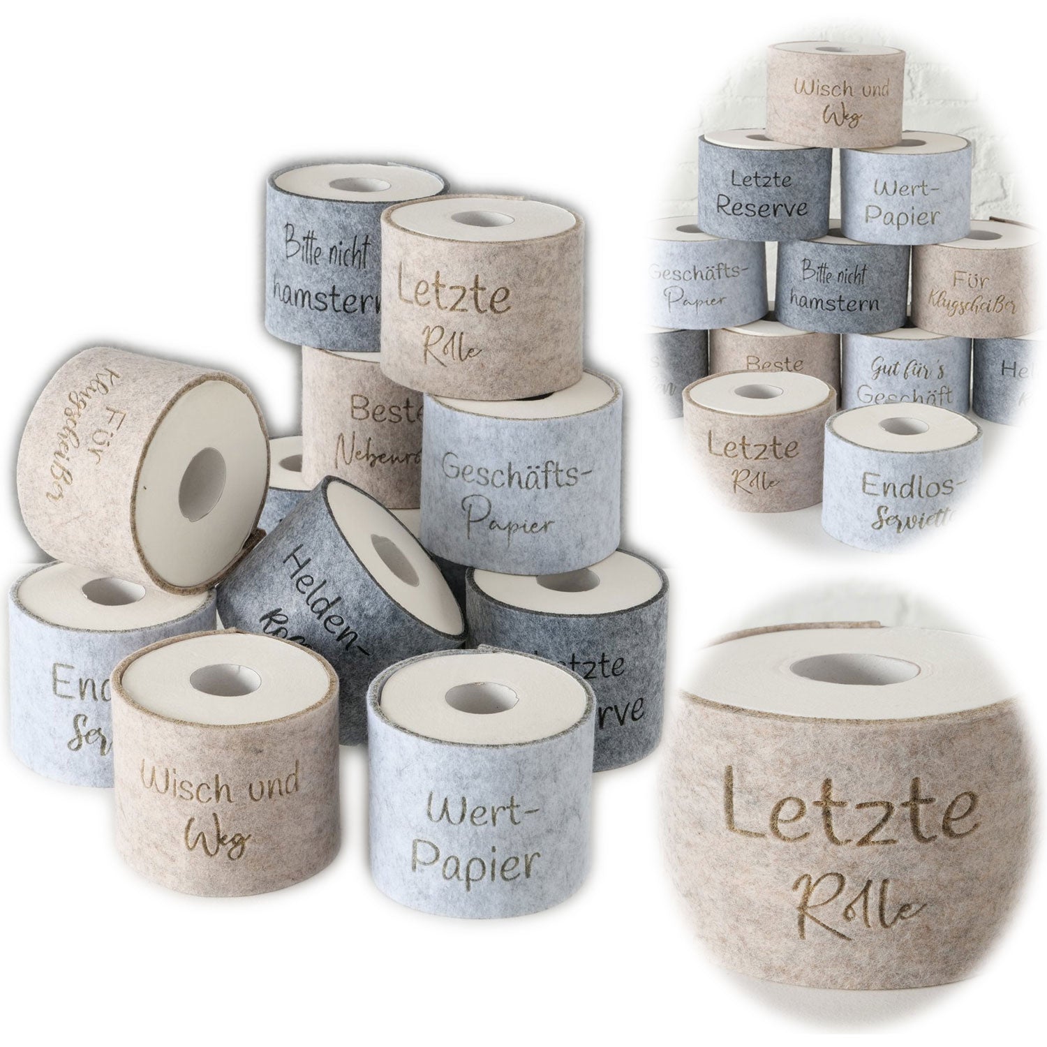 LS-LebenStil letzte Rolle Klopapier Banderole Filz beige 42 cm
