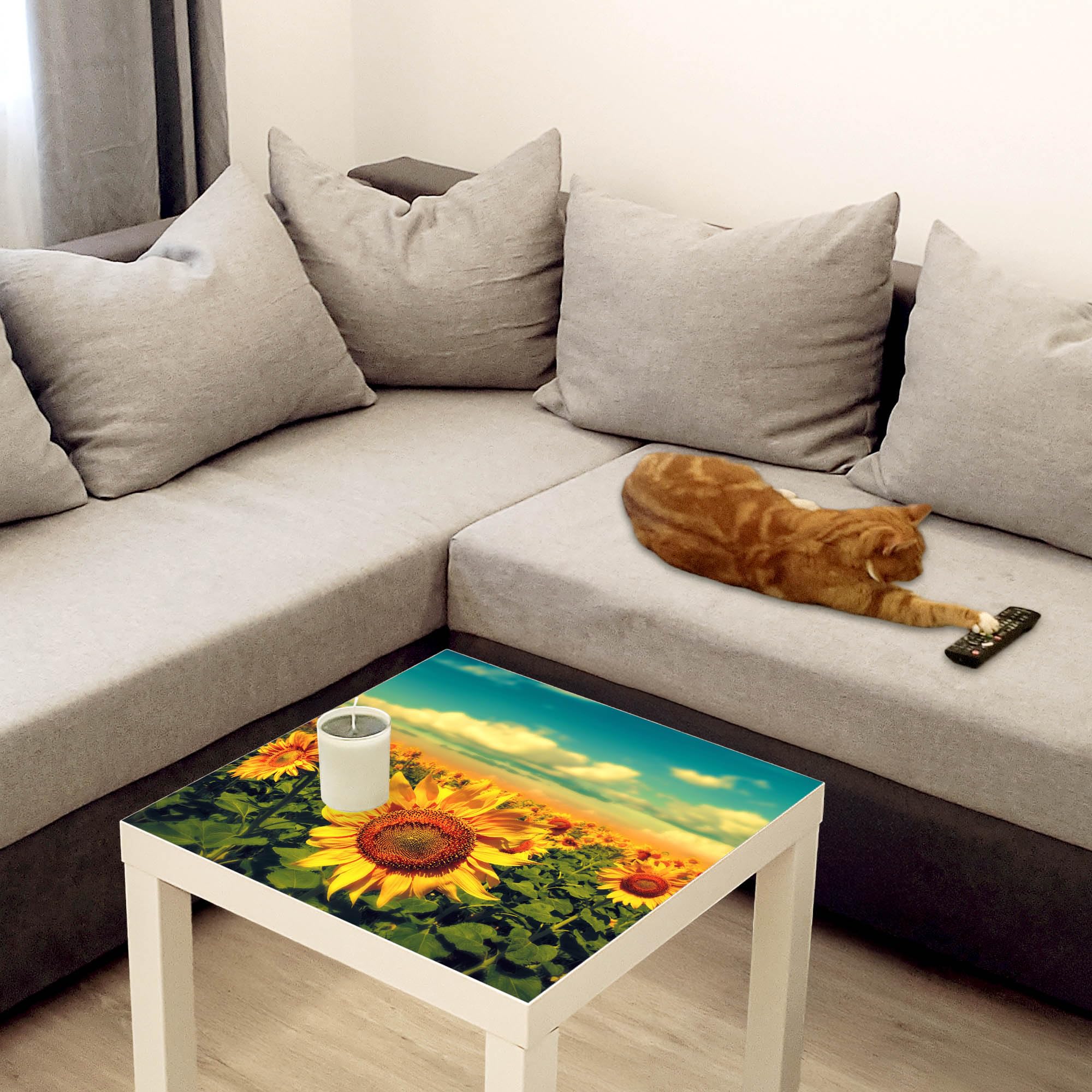 Banjado Möbelfolie Tischfolie Sonnenblumen 55x55 cm