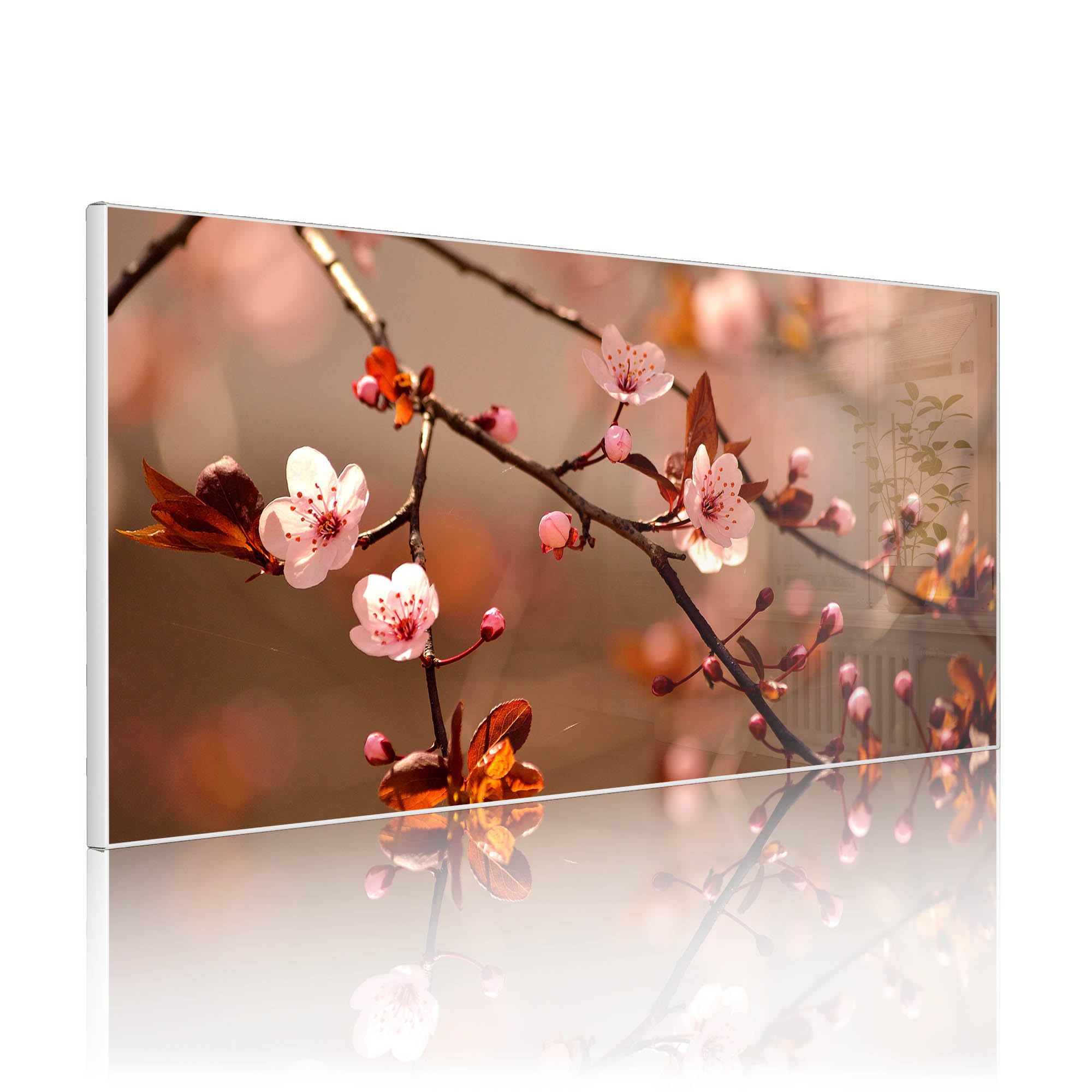 Banjado Magnettafel Blühender Kirschzweig weiß 78x37cm beschreibbar