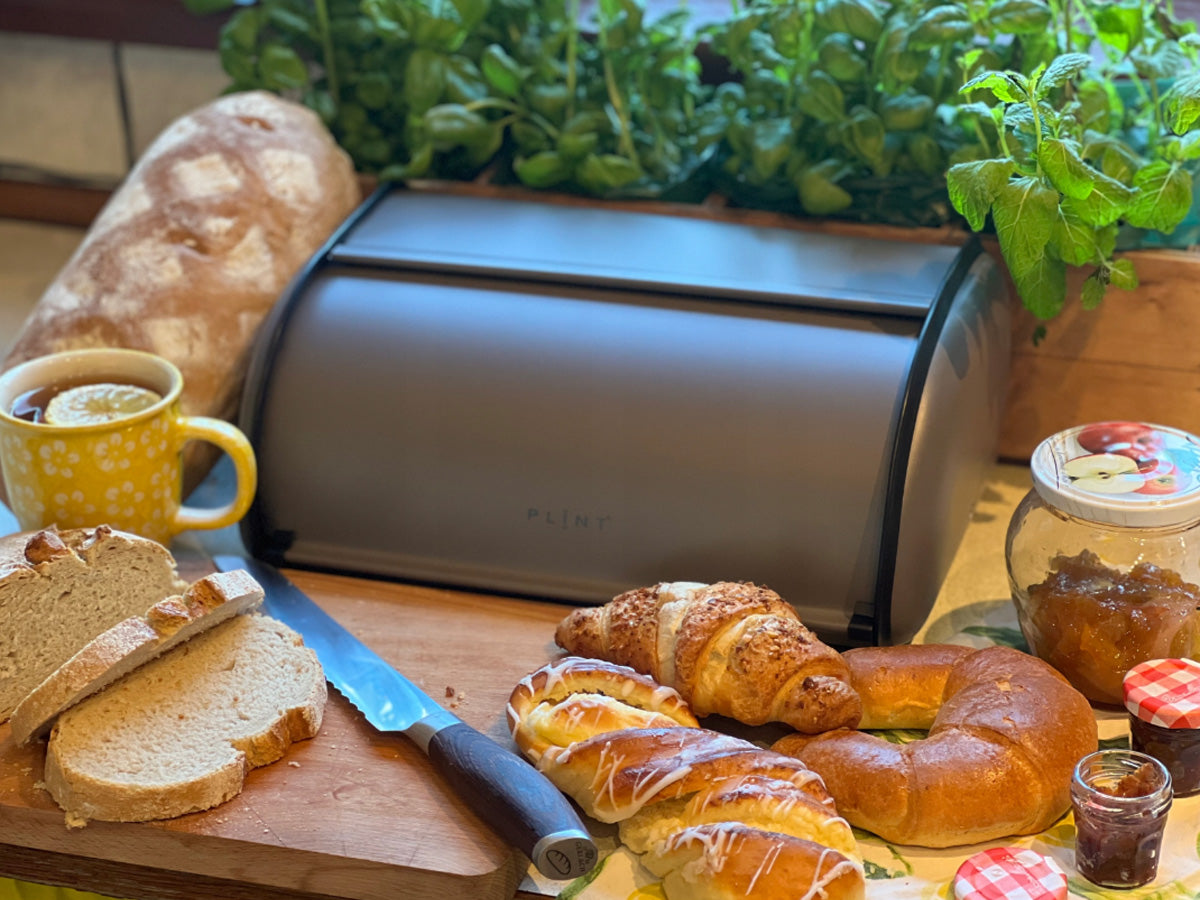 LS-LebenStil Brotkasten Vintage 34cm grau Brotbox Metall retro