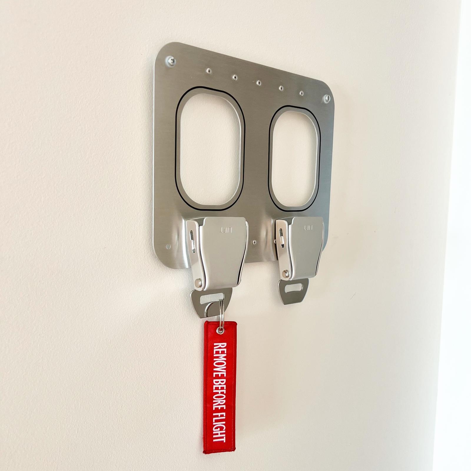 aircraftwindows Key Holder 2er Schlüsselbrett Alu Gurtschnalle Standard