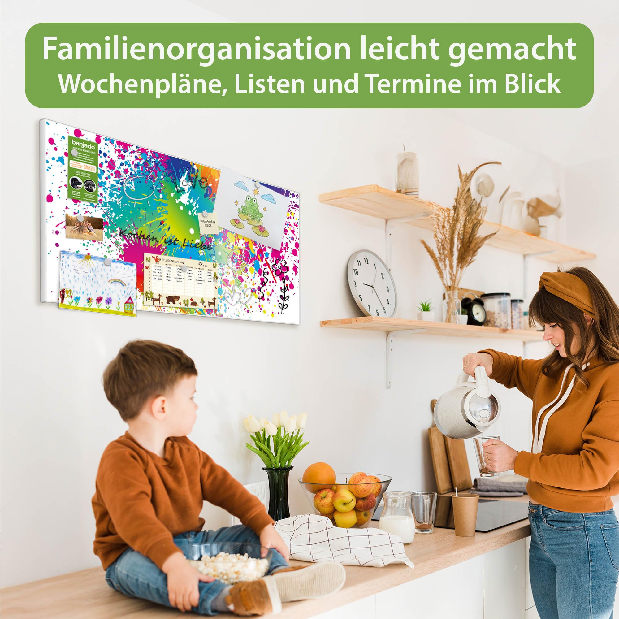 Banjado Magnettafel Farbspritzer Magnettafel 78x37 cm