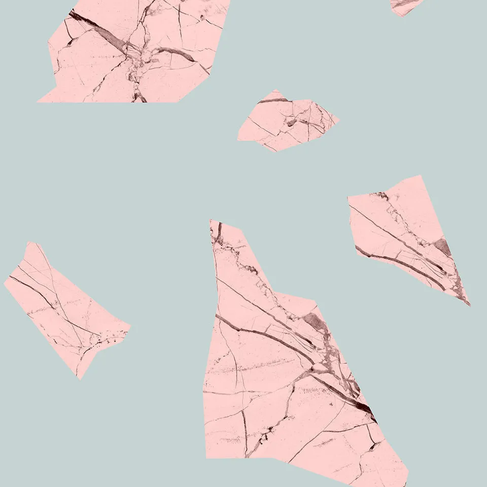 Mineheart Marble Fragment Tapete Rosa Blau A3 Muster Marmor