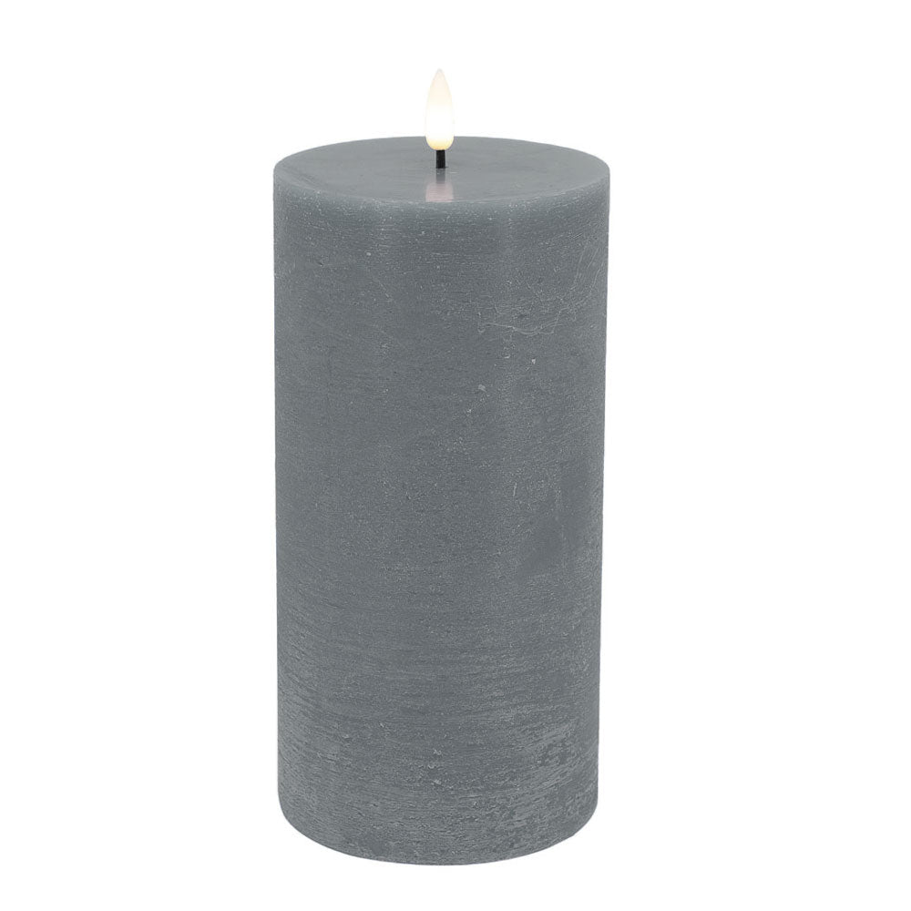 LS-LebenStil Ribe LED Stumpenkerze Grau 20x10cm Echtwachs