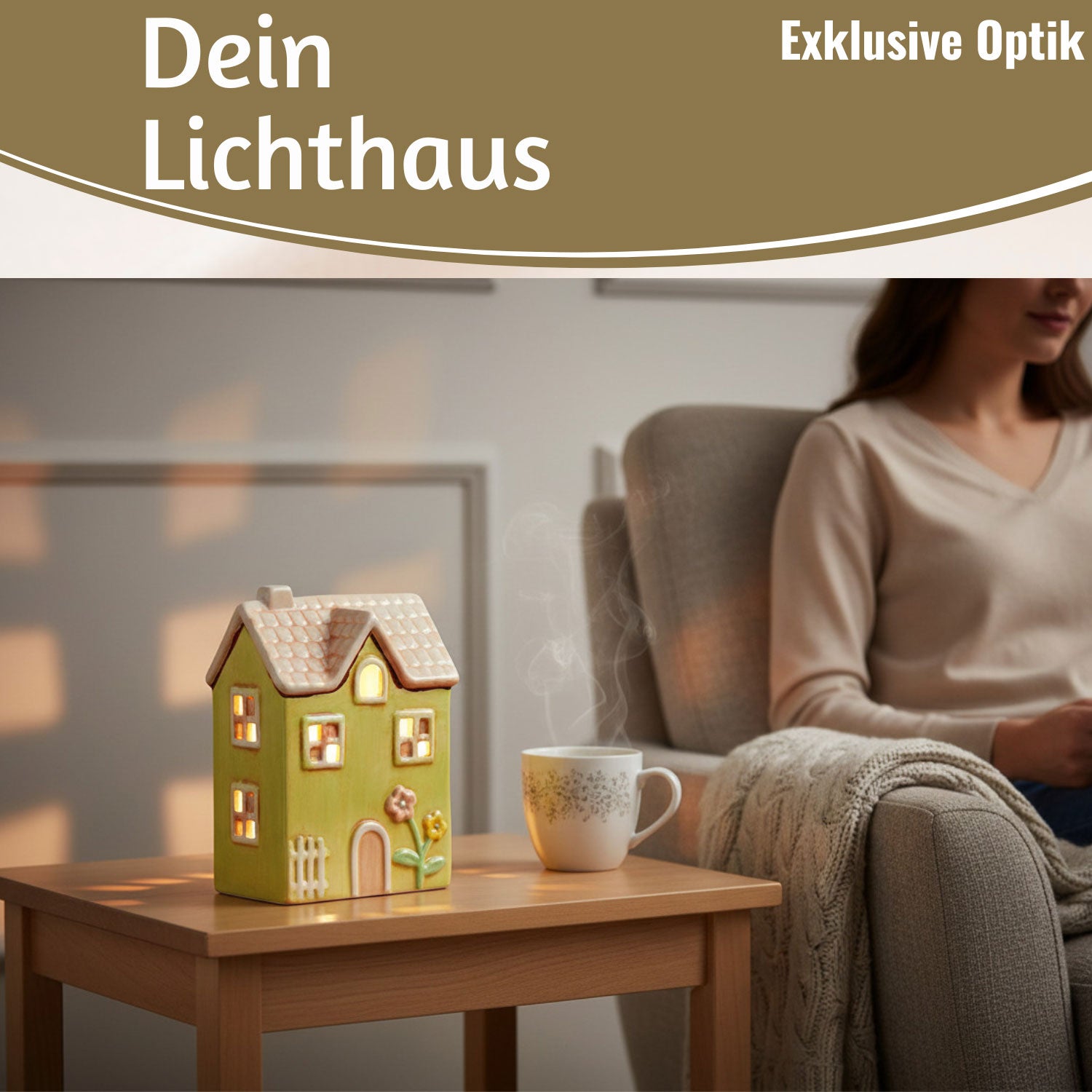 LS-LebenStil Nyhavn Lichthaus Keramik grün 19 cm