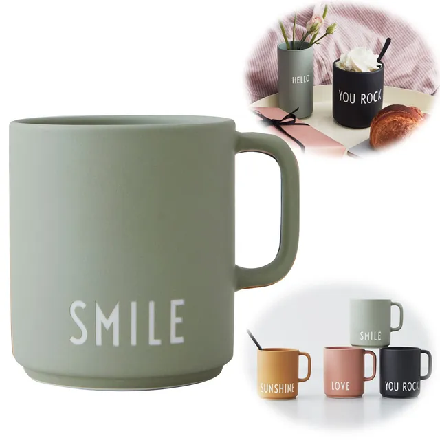 LS-LebenStil Küche & Haushalt Kaffeebecher Porzellan Smile Grün