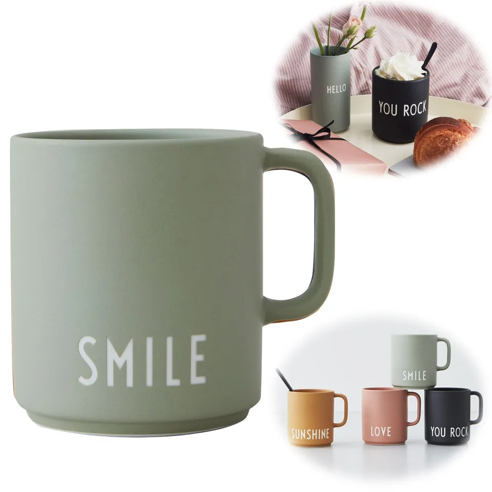 LS-LebenStil Küche & Haushalt Kaffeebecher Porzellan Smile Grün