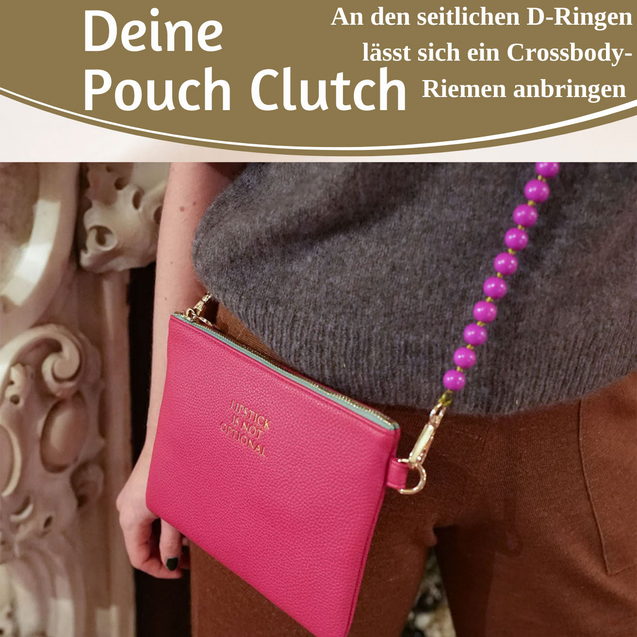 Mimi's Glow Clutch Lia Pink 22cm PU-Leder Handtasche