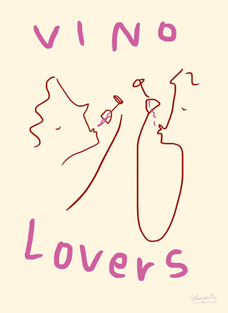 The Poster Club Art Prints Vino Lovers Poster 30x40 cm beige