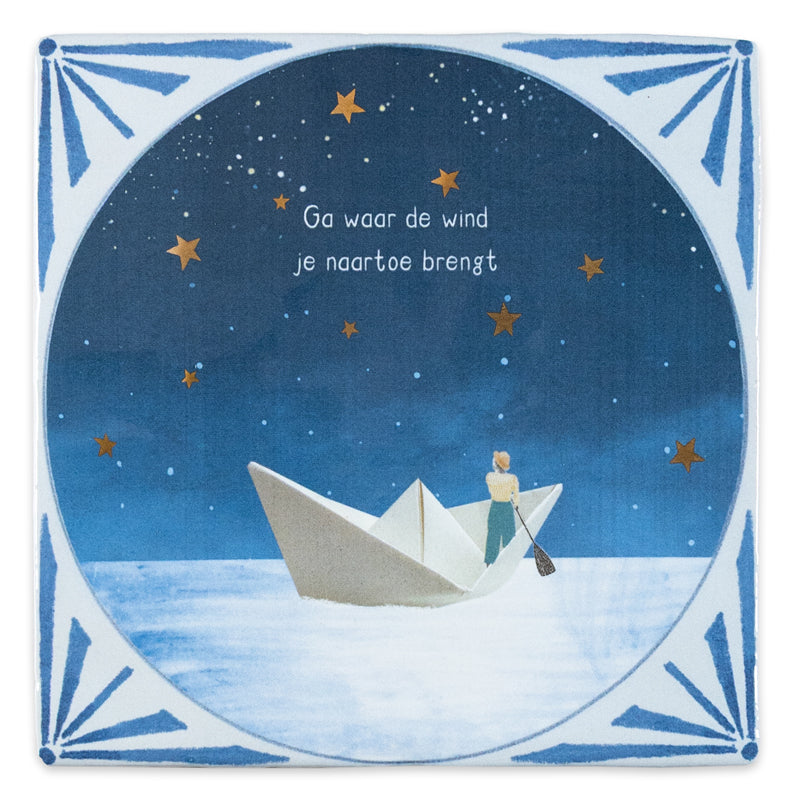 StoryTiles Delft Blue Towards new horizons Fliese S 10x10 Gold