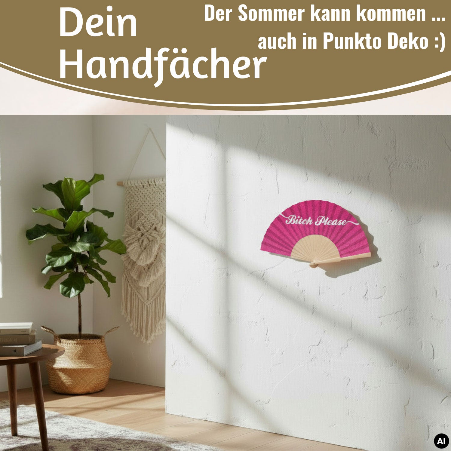 LS-LebenStil Shopper & Taschen Handfächer Faltfächer Bitch Please pink