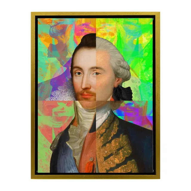 Mineheart Gentleman Puzzled Wandbild Blau Gold 30x41 cm
