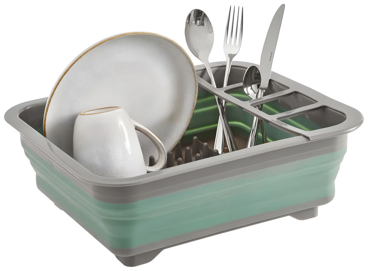 LS-LebenStil Abtropfgestell 37cm Grün-Grau faltbar Geschirrhalter