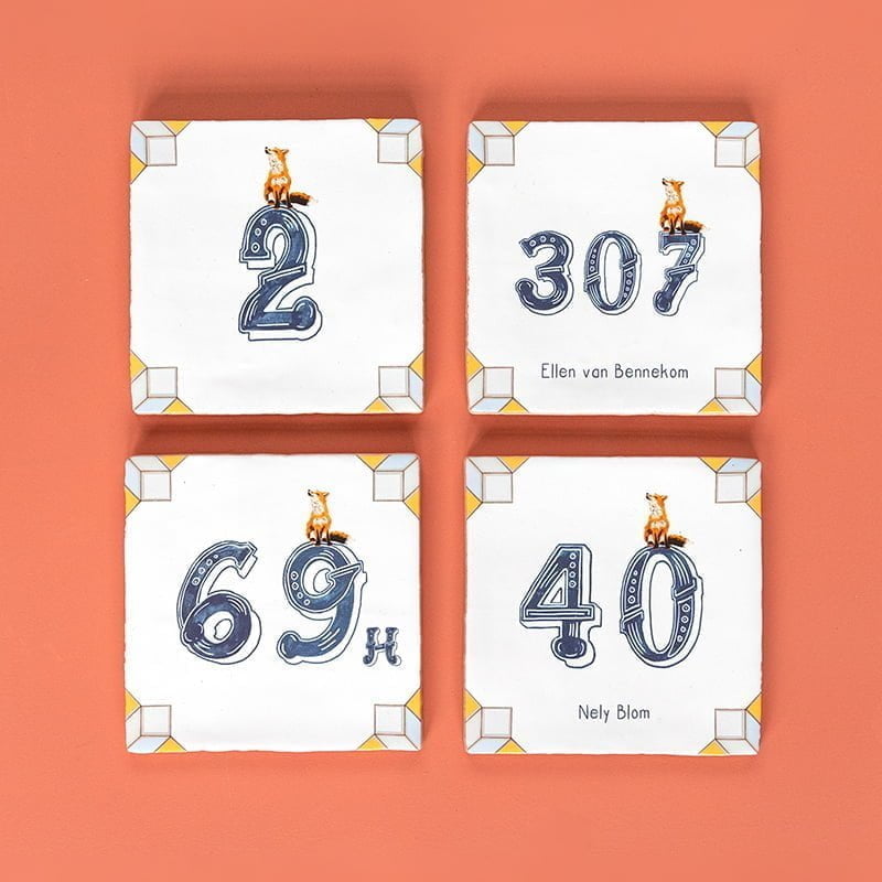 Storytiles Delft Blue t Vosje telt Fliese 10x10 Fuchs Hausnummer