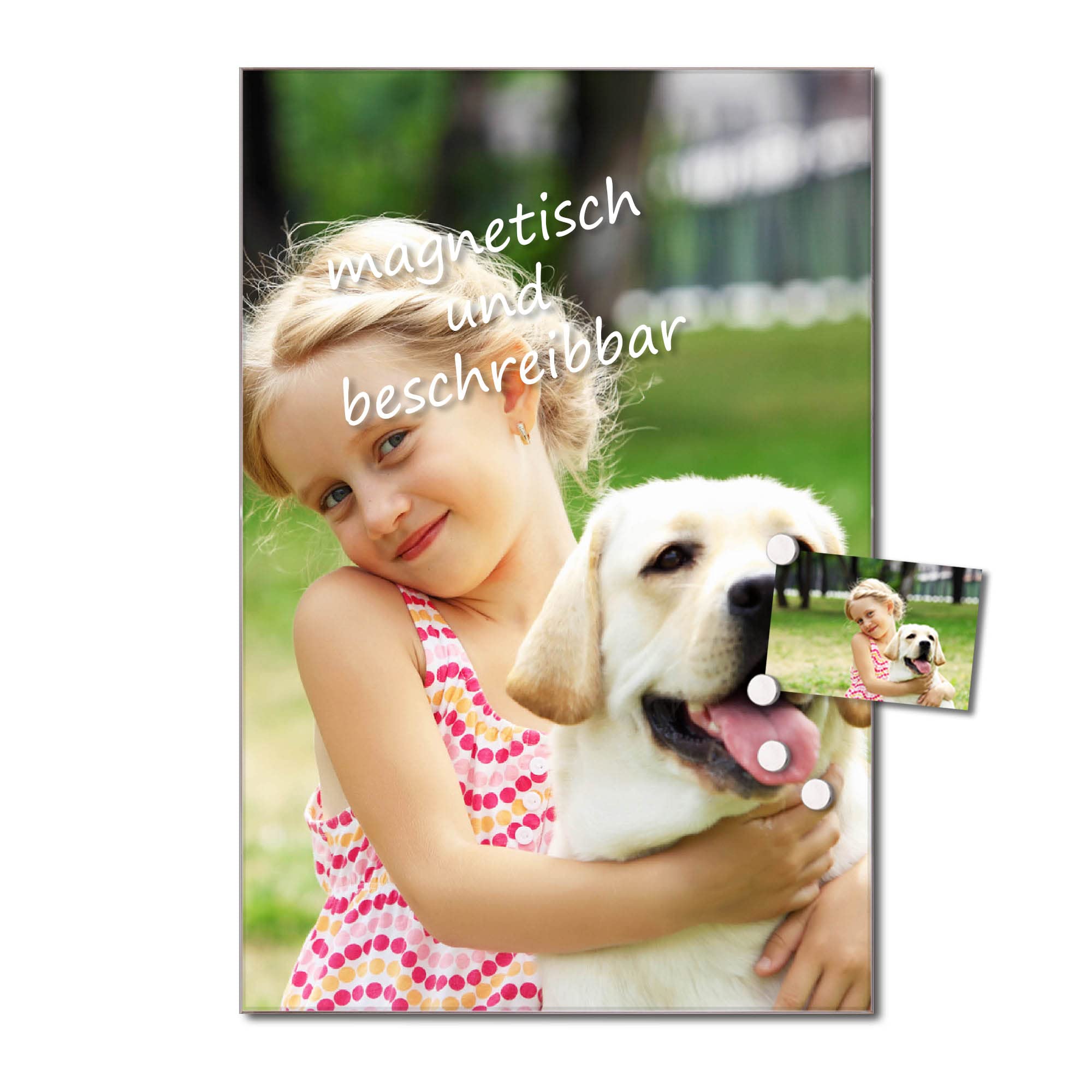 Banjado Magnettafel Glas-Memoboard 75x50 cm Wunschmotiv beschreibbar