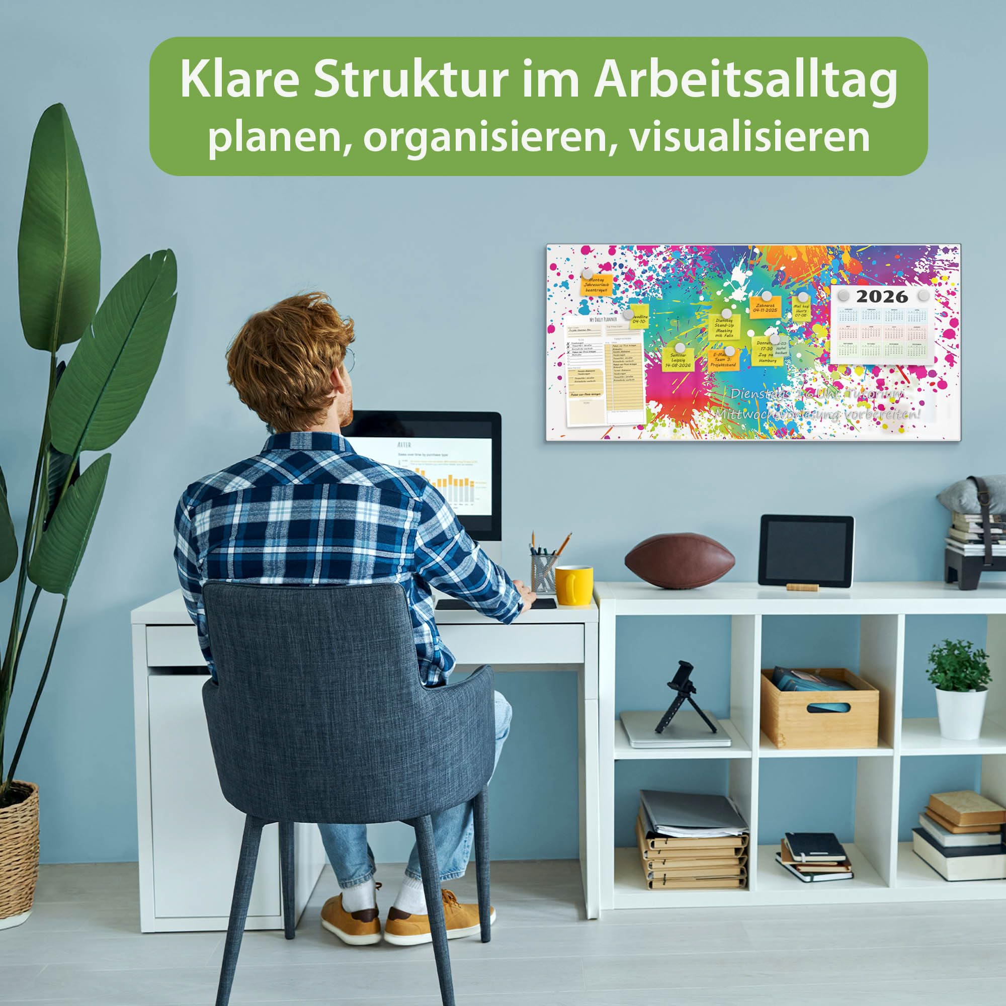 Banjado Magnettafel Farbspritzer Magnettafel 78x37 cm