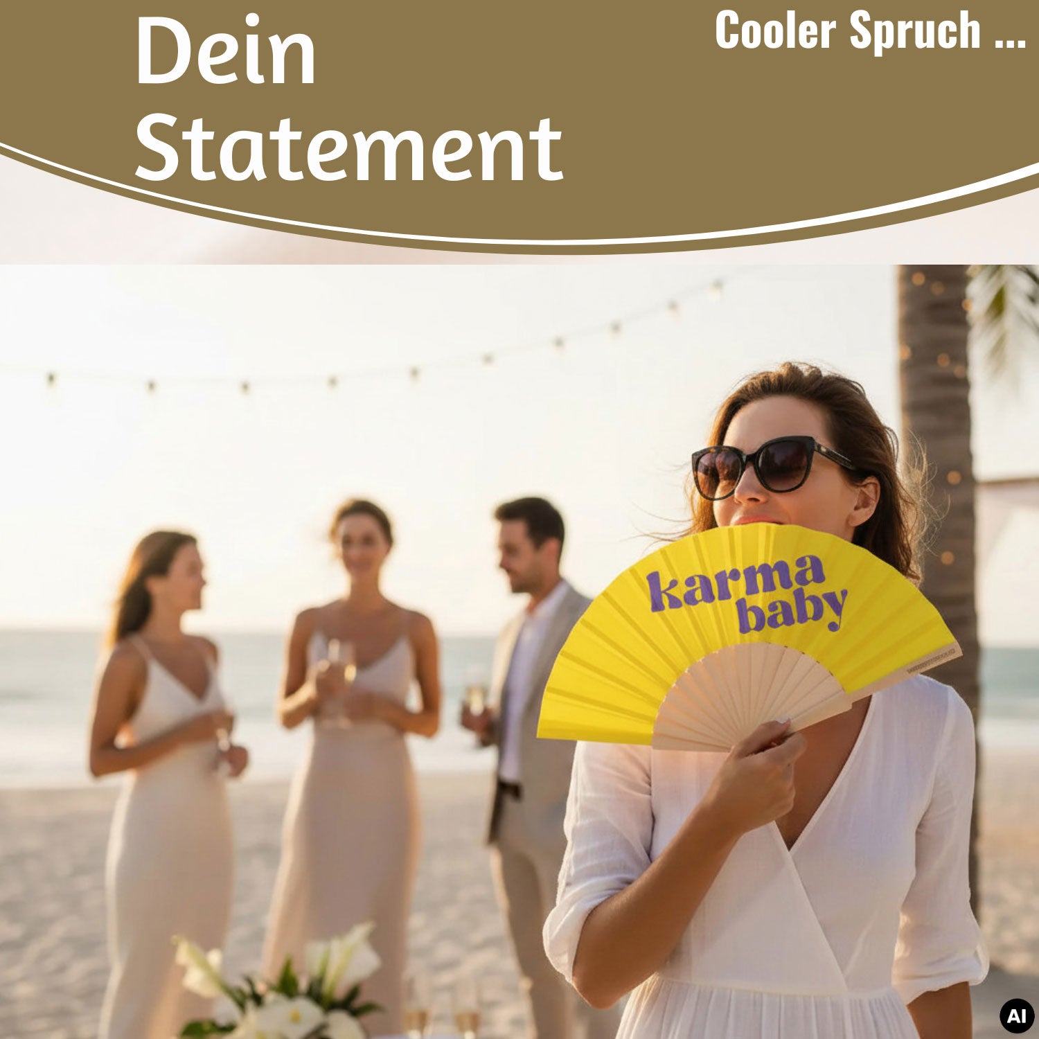 LS-LebenStil Shopper & Taschen Handfächer Karma Baby Fächer Gelb faltbar