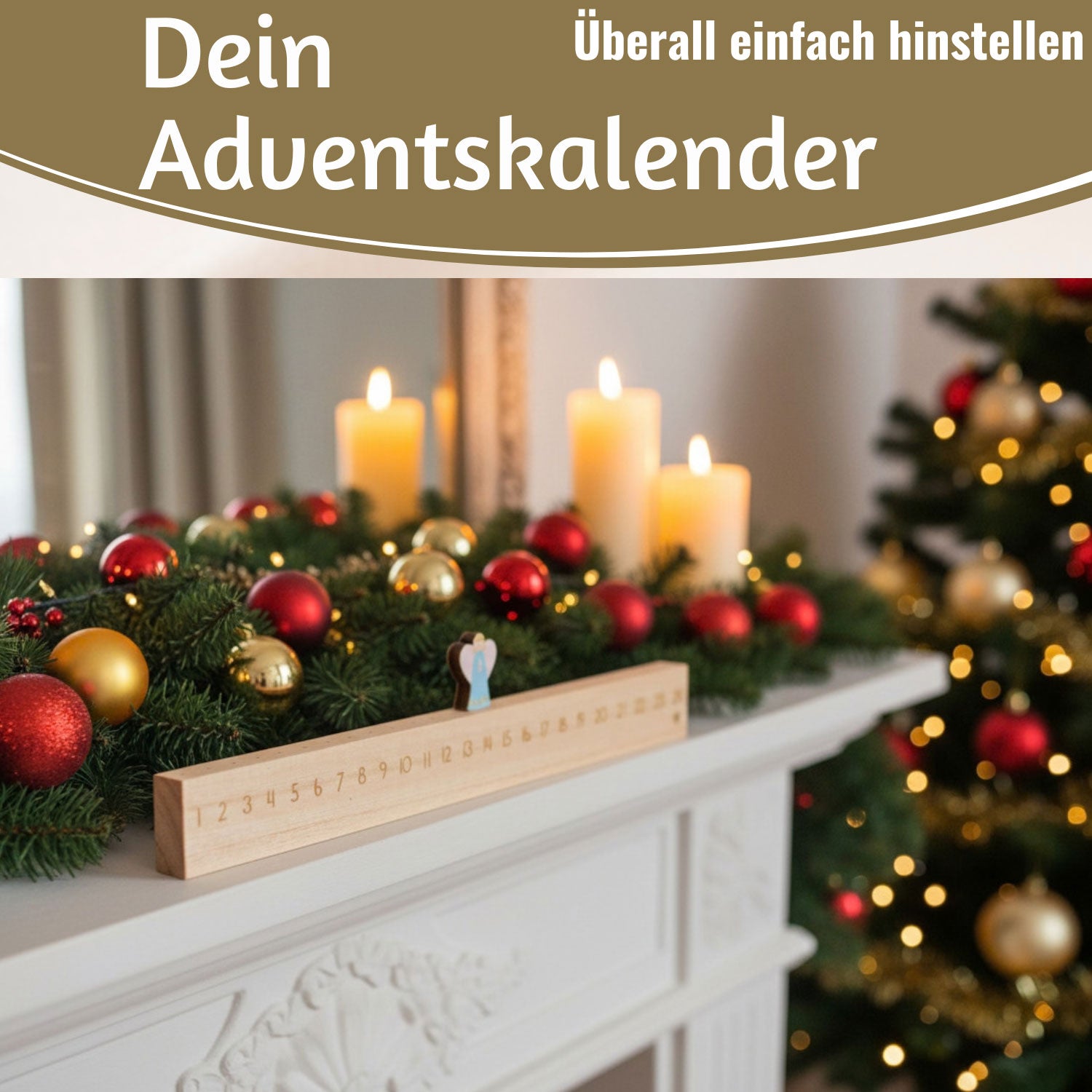 LS-LebenStil Möbel & Wohnen Engel Adventskalender Holz braun 50cm