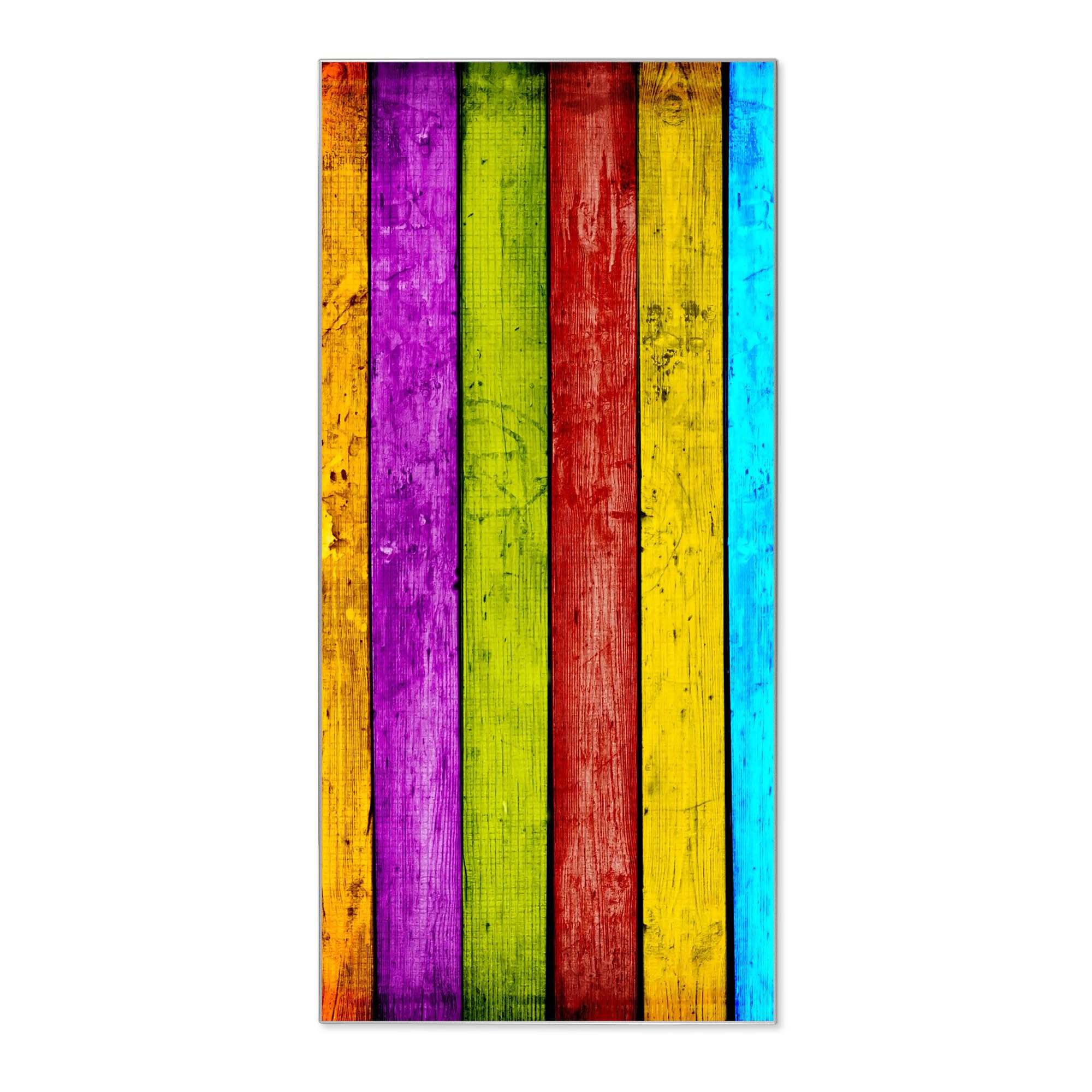 Banjado Magnettafel Bunte Holzlatten Memoboard 37x78 cm Silber