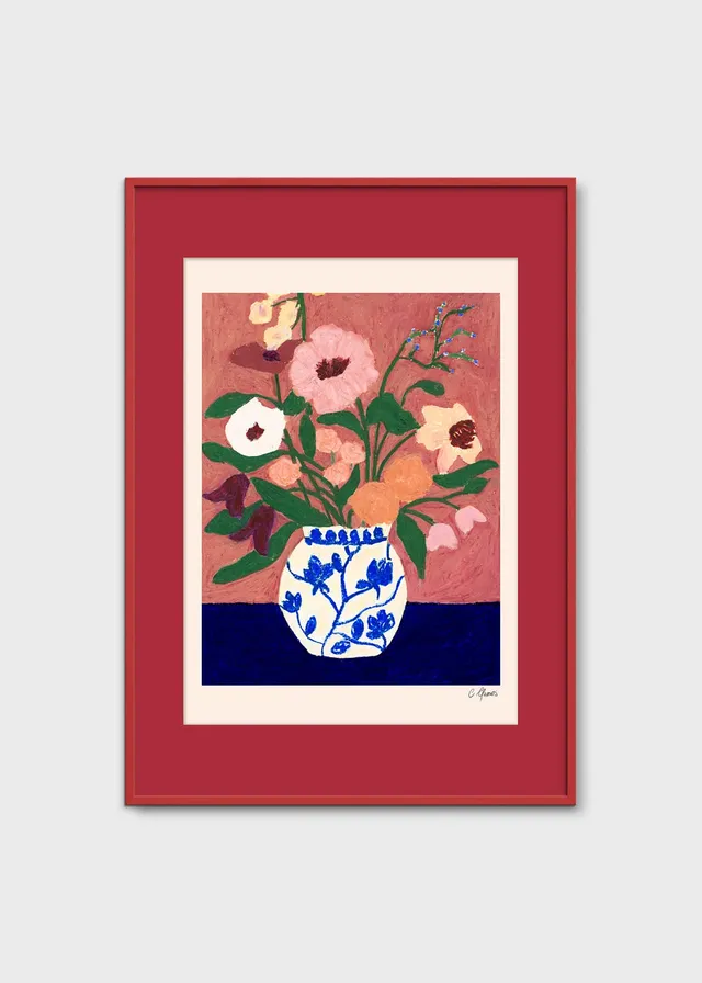 The Poster Club Art Prints Flowers on Blue Table Poster 30x40 cm blau