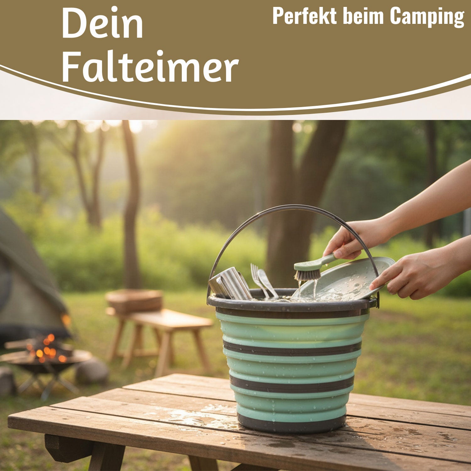 LS-LebenStil Flexibler Putzeimer 10L Faltbar 35x24cm Grün