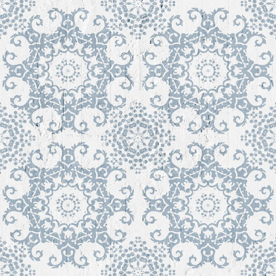 Mineheart Navy Geometric Damask Tapete blau Vlies