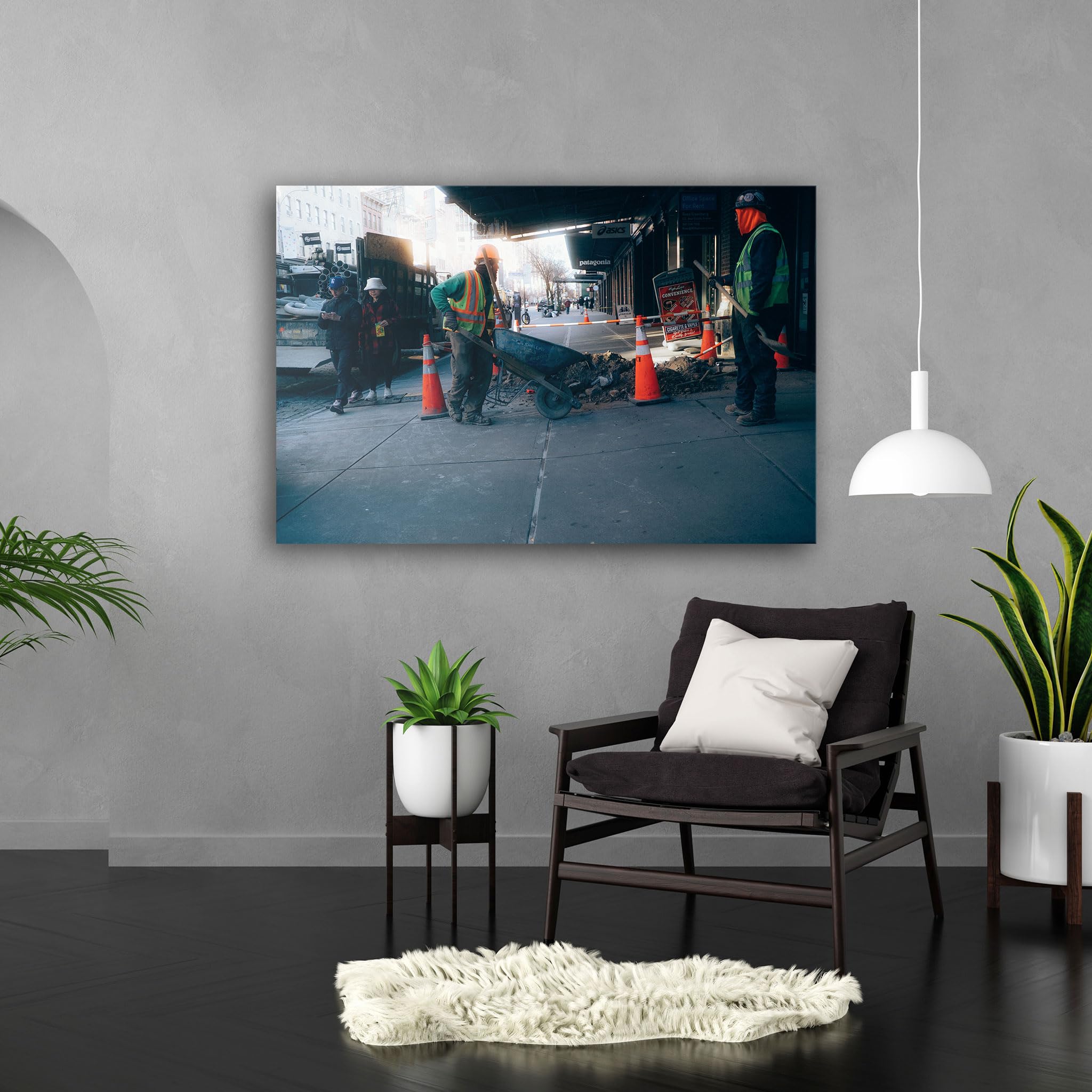 Hustling Sharks Wandbilder Straßenarbeit im Morgenverkehr Leinwandbild 30x40 cm Stadt