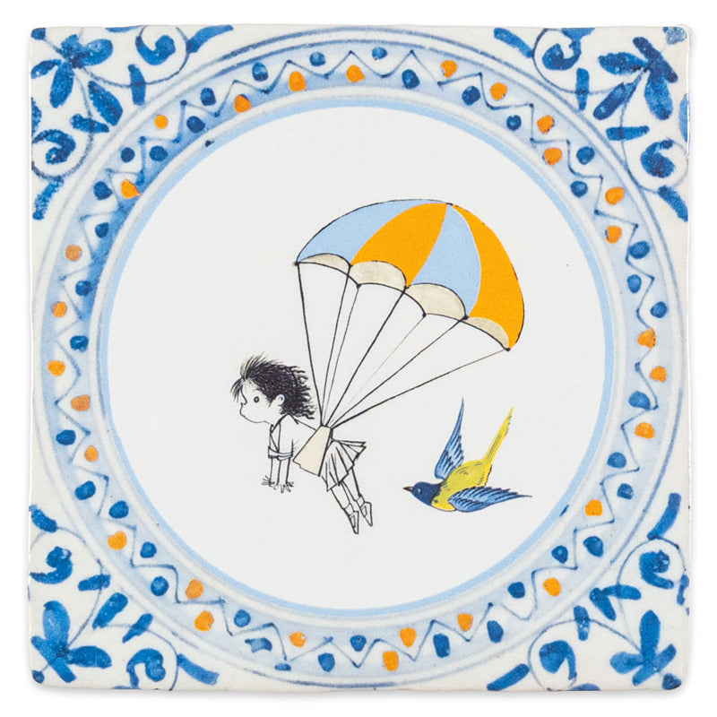 Storytiles Delft Blue Droomvlucht Wandfliese Vogel 10x10 cm