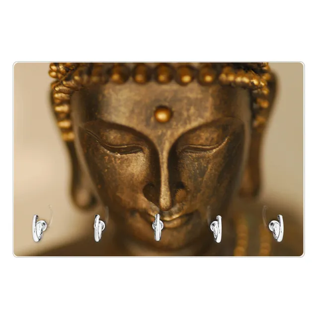 Banjado Schlüsselkasten Buddha Gold Schlüsselboard Glas 30x20cm