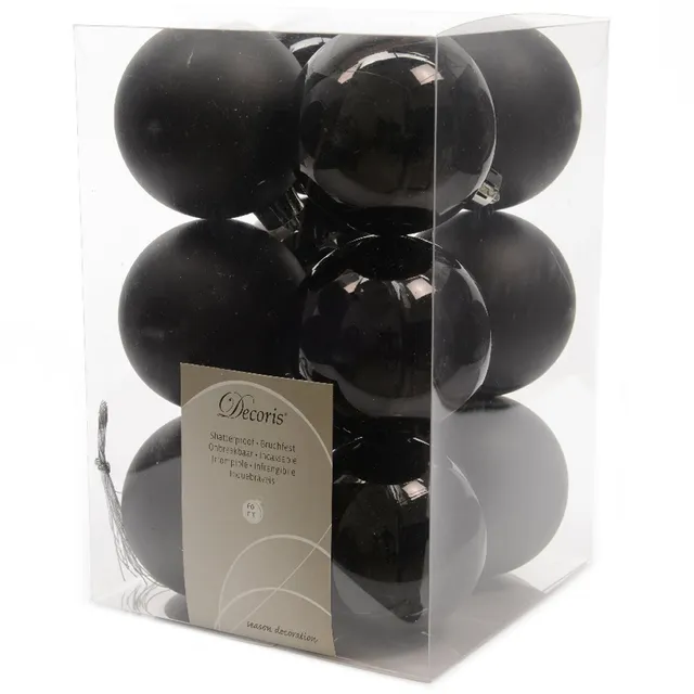 LS-LebenStil Möbel Wohnen Weihnachtskugeln 6cm schwarz 12er Set