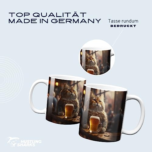 Hustling Sharks Wandbilder Durstige Katze Tasse 330ml weiß Keramik