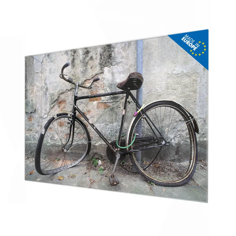 Banjado Magnettafel Glas 120x80 Nostalgie Rad beschreibbar